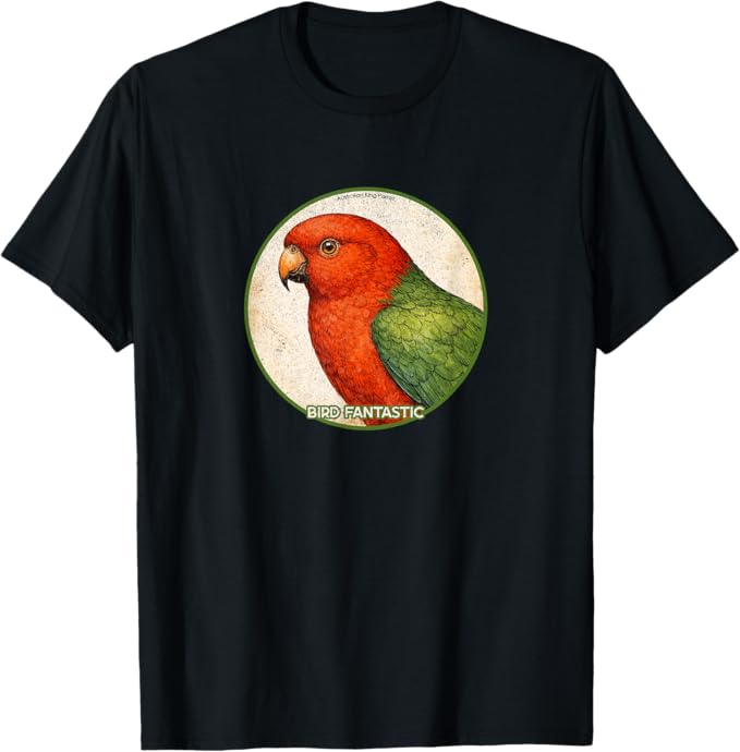 Retro Australian King-Parrot T-Shirt Design 10 Colors by Bird Fantastic | Birding Graphic Tee