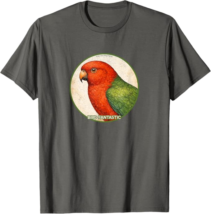 Retro Australian King-Parrot T-Shirt Design 10 Colors by Bird Fantastic | Birding Graphic Tee