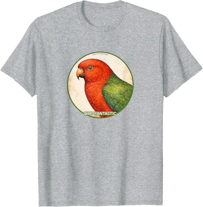 Retro Australian King-Parrot T-Shirt Design 10 Colors by Bird Fantastic | Birding Graphic Tee