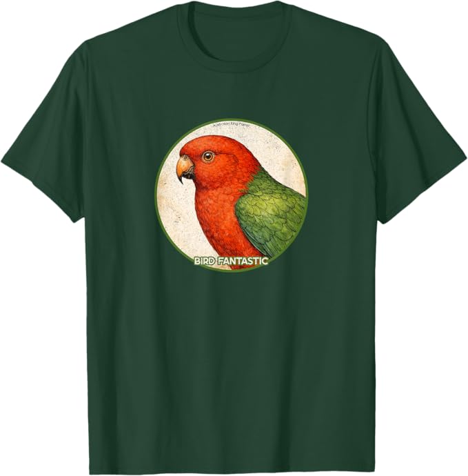 Retro Australian King-Parrot T-Shirt Design 10 Colors by Bird Fantastic | Birding Graphic Tee