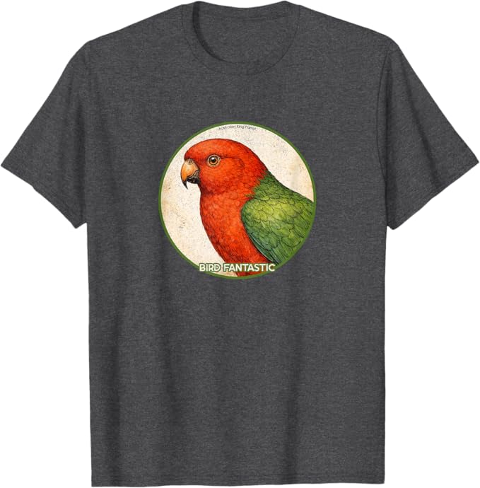 Retro Australian King-Parrot T-Shirt Design 10 Colors by Bird Fantastic | Birding Graphic Tee