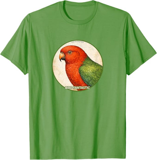 Retro Australian King-Parrot T-Shirt Design 10 Colors by Bird Fantastic | Birding Graphic Tee