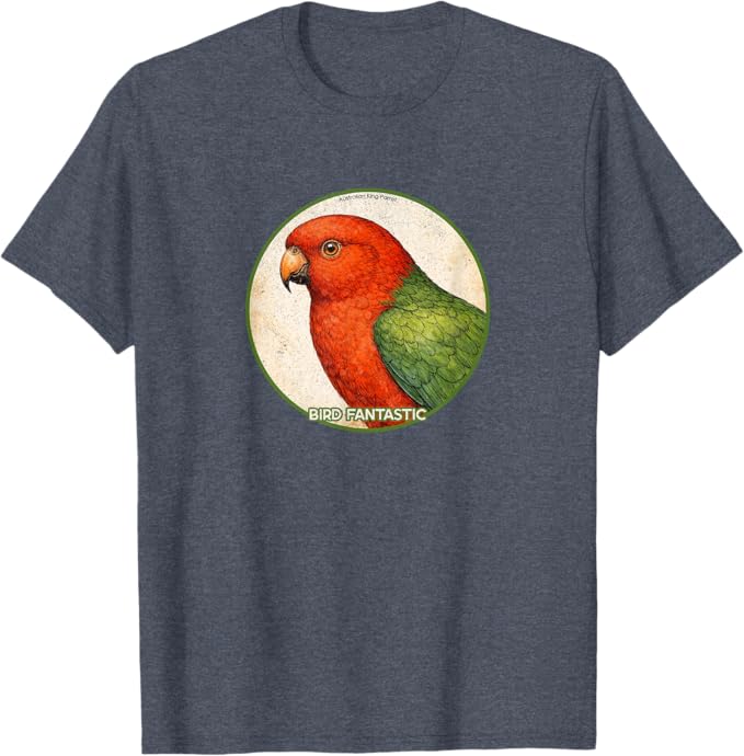 Retro Australian King-Parrot T-Shirt Design 10 Colors by Bird Fantastic | Birding Graphic Tee