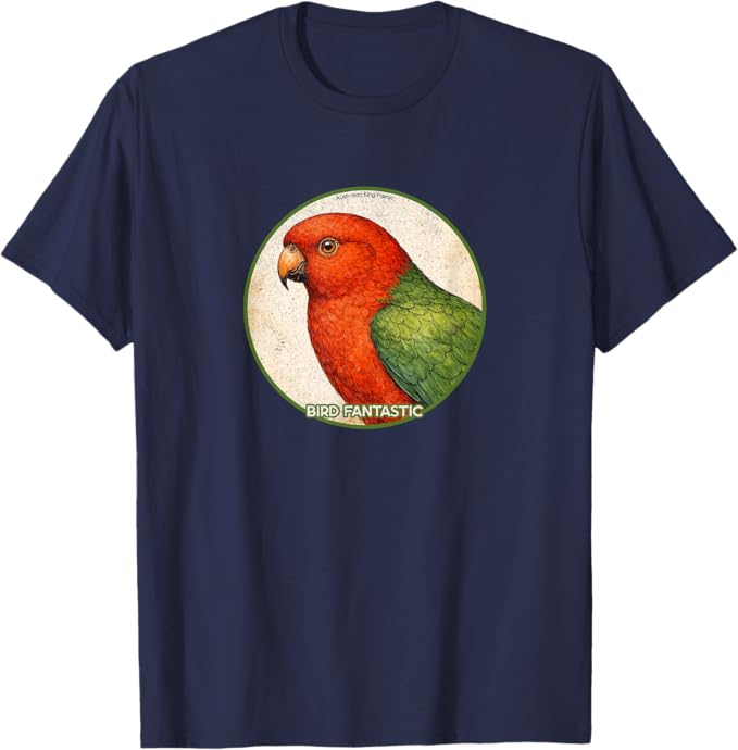 Retro Australian King-Parrot T-Shirt Design 10 Colors by Bird Fantastic | Birding Graphic Tee