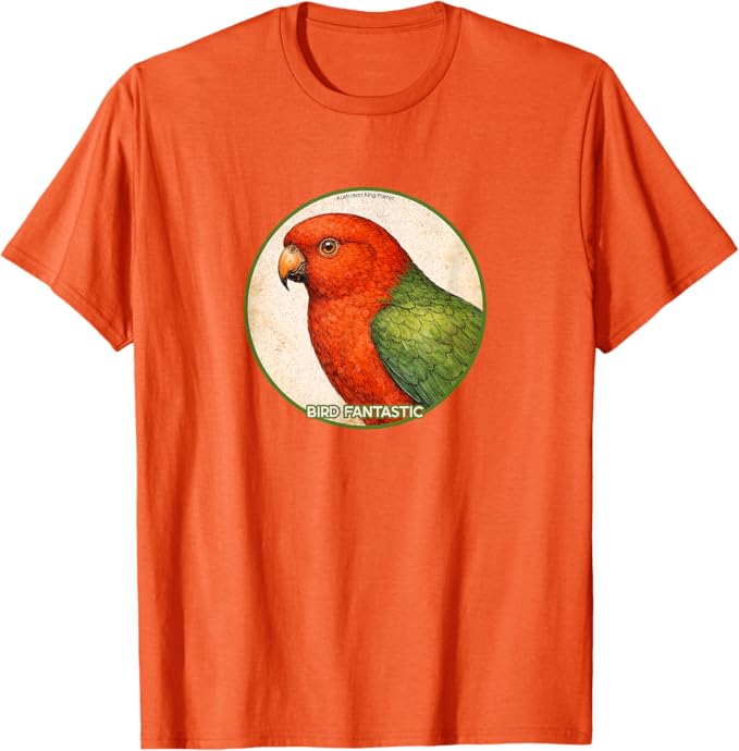 Retro Australian King-Parrot T-Shirt Design 10 Colors by Bird Fantastic | Birding Graphic Tee