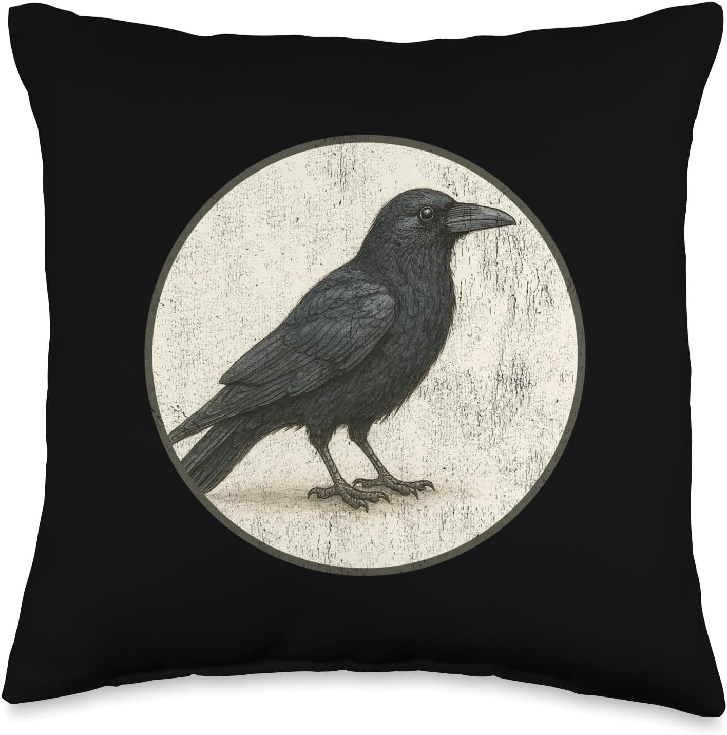 Colorful Retro American Crow Bird Design Throw Pillow | by Bird Fantastic