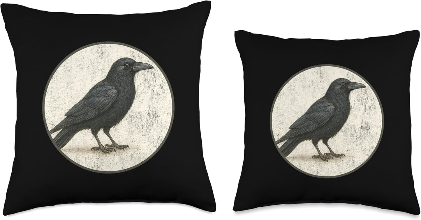 Colorful Retro American Crow Bird Design Throw Pillow | by Bird Fantastic