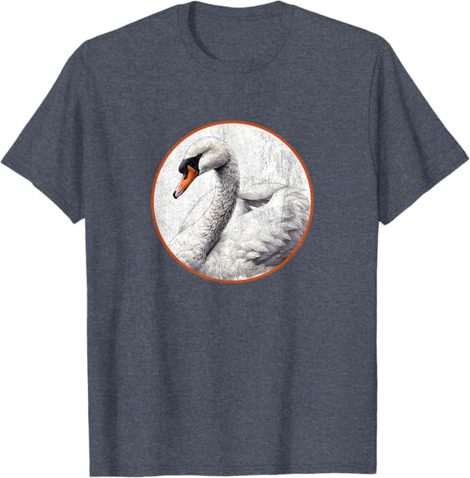 Retro Mute Swan T-Shirt Design 10 Colors by Bird Fantastic | Birding Graphic Tee