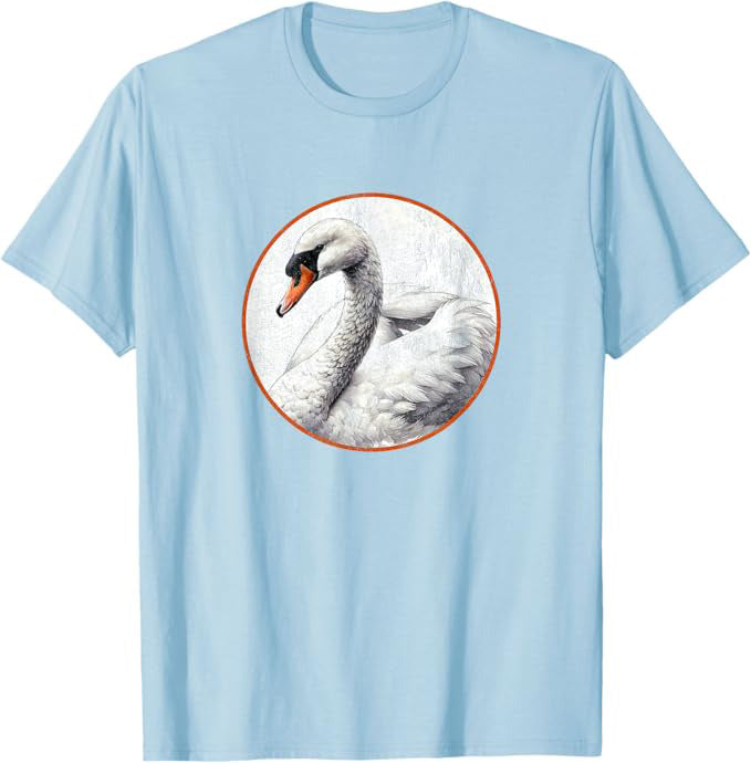Retro Mute Swan T-Shirt Design 10 Colors by Bird Fantastic | Birding Graphic Tee