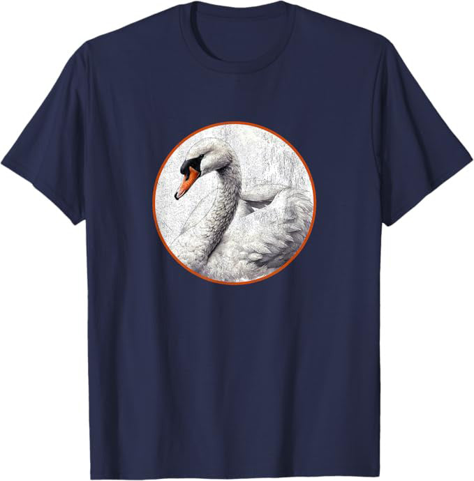 Retro Mute Swan T-Shirt Design 10 Colors by Bird Fantastic | Birding Graphic Tee
