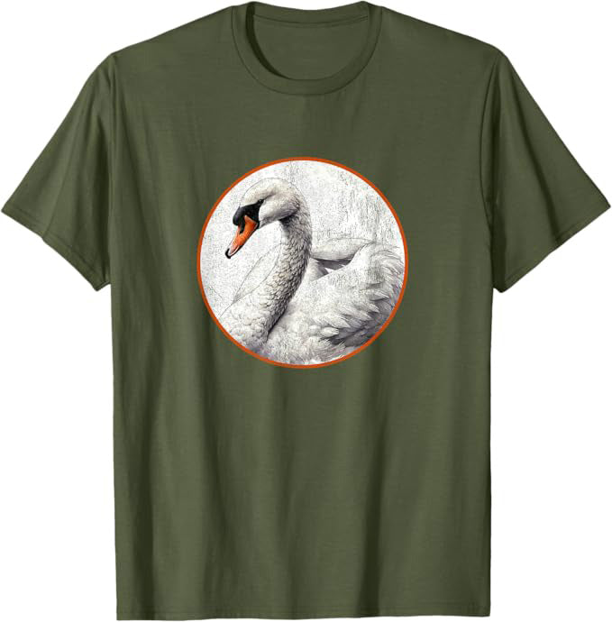 Retro Mute Swan T-Shirt Design 10 Colors by Bird Fantastic | Birding Graphic Tee