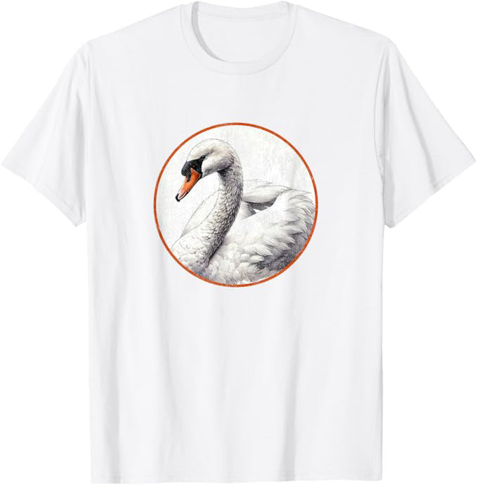 Retro Mute Swan T-Shirt Design 10 Colors by Bird Fantastic | Birding Graphic Tee