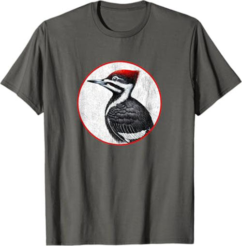 Retro Pileated Woodpecker Bird Design T-Shirt Design 10 Colors by Bird Fantastic | Birding Graphic Tee