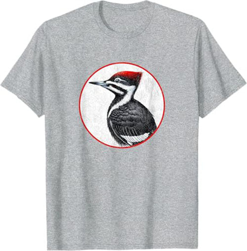 Retro Pileated Woodpecker Bird Design T-Shirt Design 10 Colors by Bird Fantastic | Birding Graphic Tee
