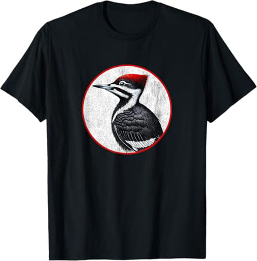 Retro Pileated Woodpecker Bird Design T-Shirt Design 10 Colors by Bird Fantastic | Birding Graphic Tee