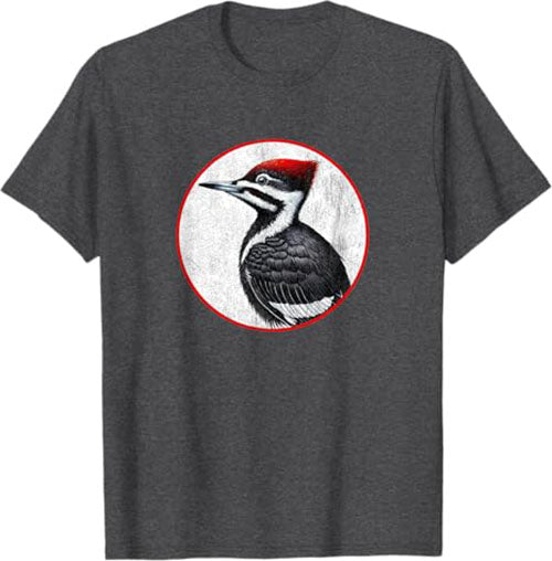 Retro Pileated Woodpecker Bird Design T-Shirt Design 10 Colors by Bird Fantastic | Birding Graphic Tee