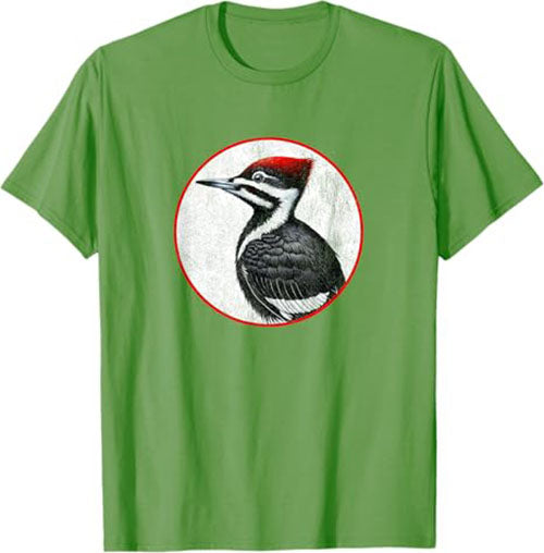 Retro Pileated Woodpecker Bird Design T-Shirt Design 10 Colors by Bird Fantastic | Birding Graphic Tee