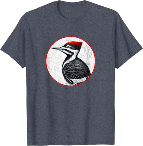 Retro Pileated Woodpecker Bird Design T-Shirt Design 10 Colors by Bird Fantastic | Birding Graphic Tee
