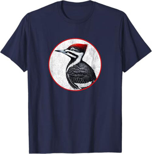 Retro Pileated Woodpecker Bird Design T-Shirt Design 10 Colors by Bird Fantastic | Birding Graphic Tee