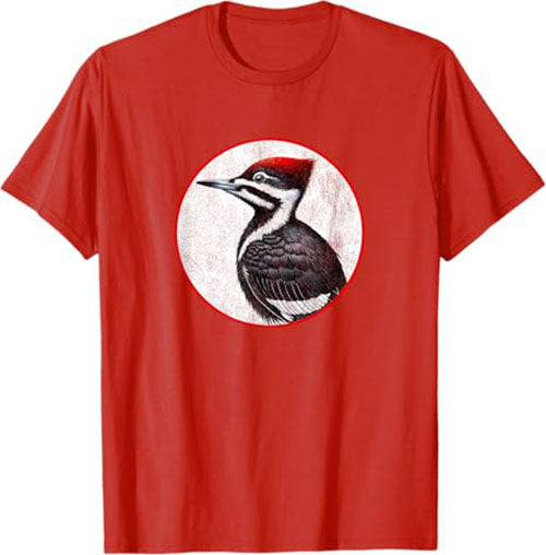 Retro Pileated Woodpecker Bird Design T-Shirt Design 10 Colors by Bird Fantastic | Birding Graphic Tee