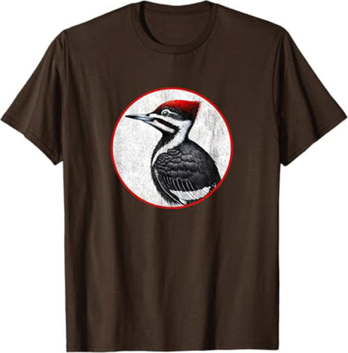 Retro Pileated Woodpecker Bird Design T-Shirt Design 10 Colors by Bird Fantastic | Birding Graphic Tee