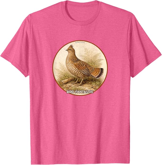 Retro Ruffled Grouse T-Shirt Design 10 Colors by Bird Fantastic | Birding Graphic Tee