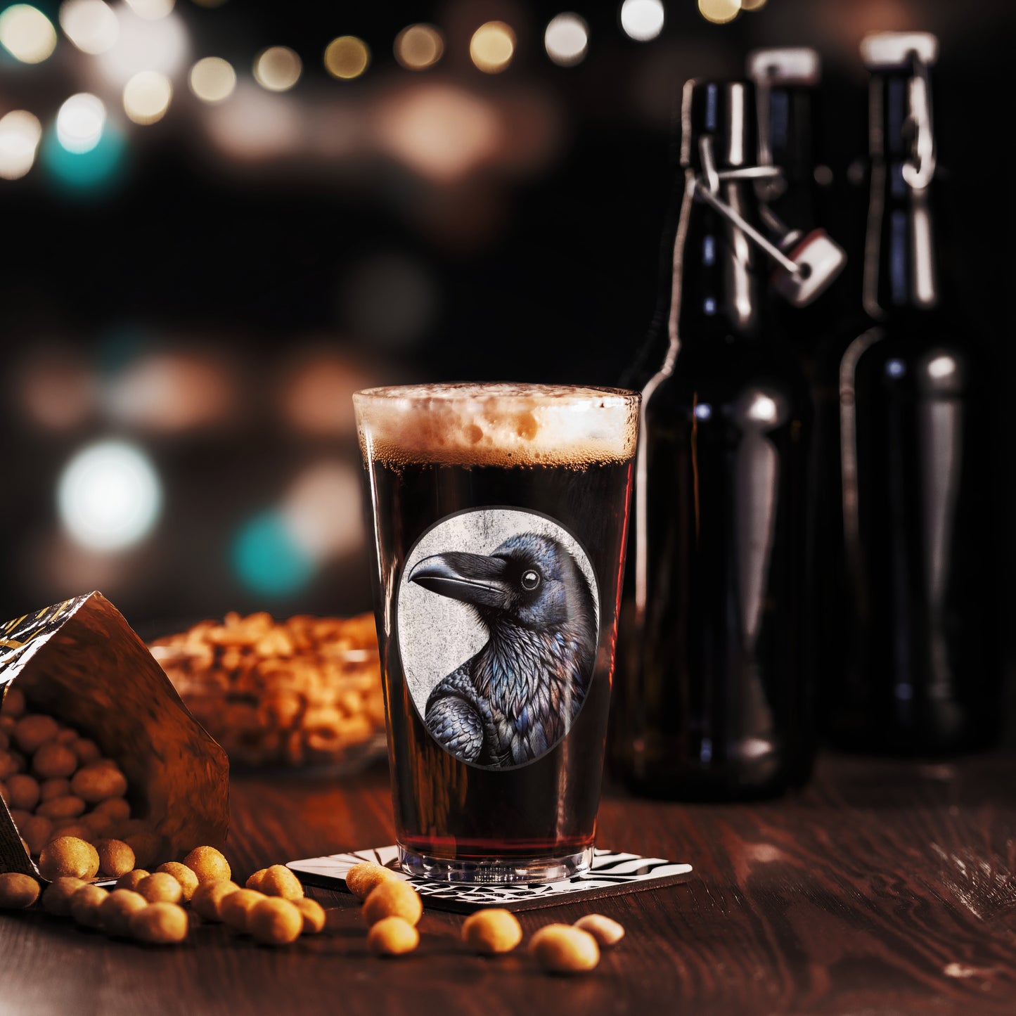 Common Raven 16oz Pint Glass by Bird.fan