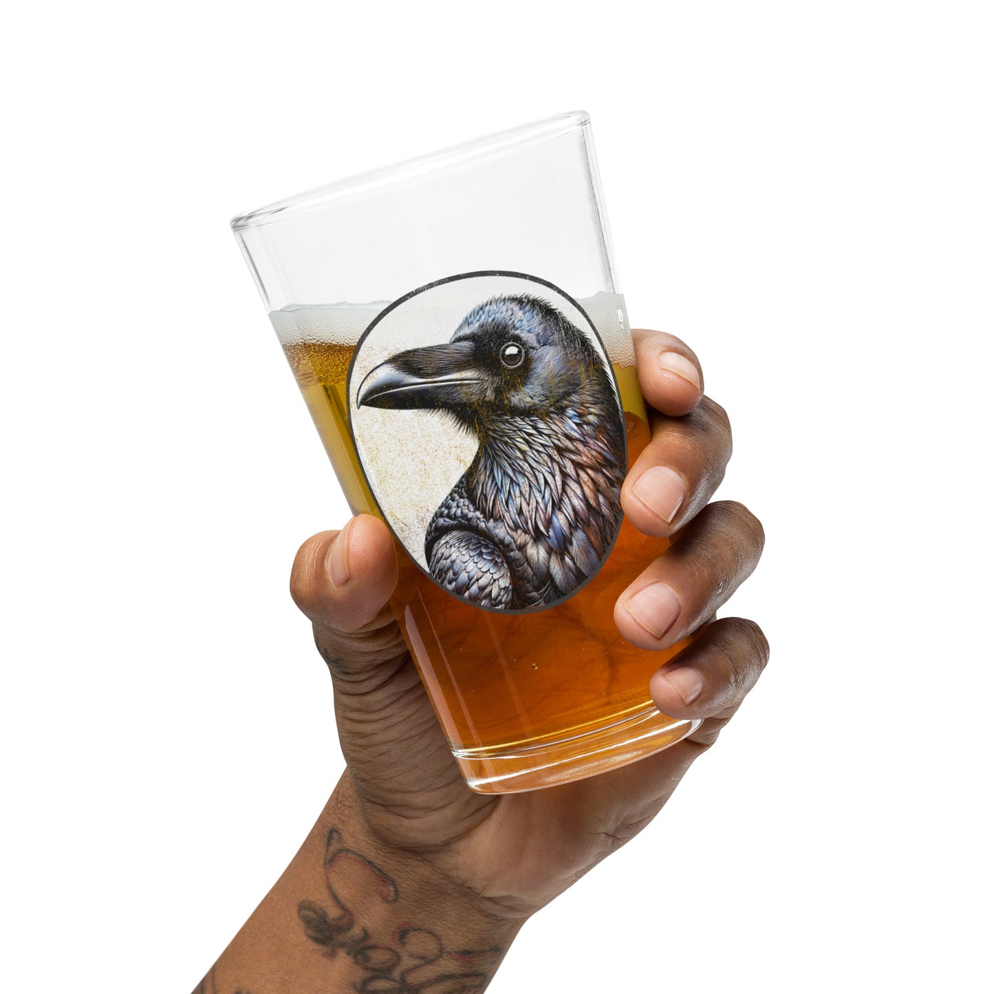 Common Raven 16oz Pint Glass by Bird.fan