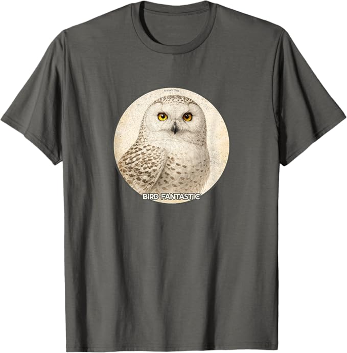 Retro Snowy Owl T-Shirt Design 10 Colors by Bird Fantastic | Birding Graphic Tee