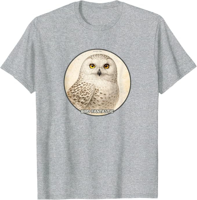 Retro Snowy Owl T-Shirt Design 10 Colors by Bird Fantastic | Birding Graphic Tee