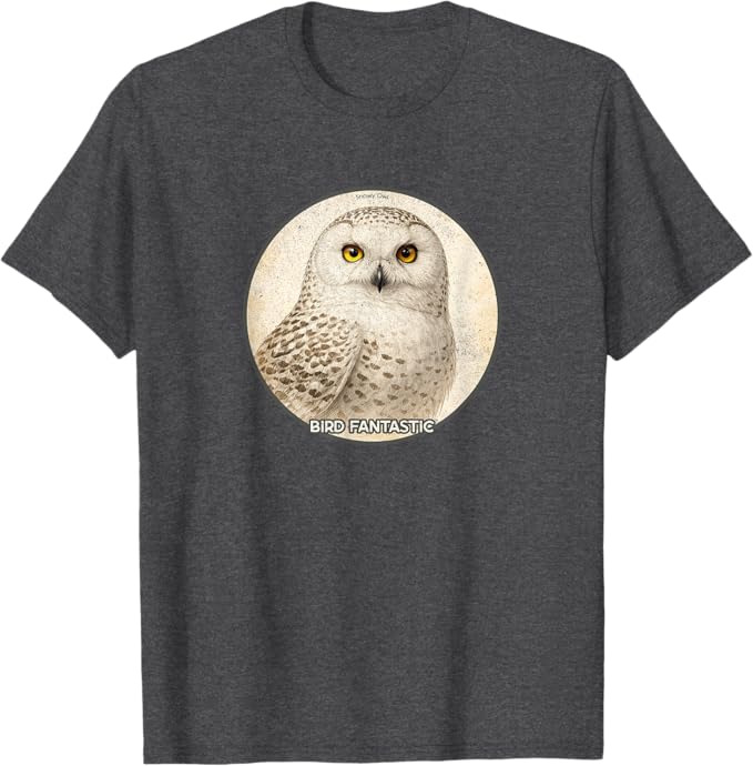 Retro Snowy Owl T-Shirt Design 10 Colors by Bird Fantastic | Birding Graphic Tee