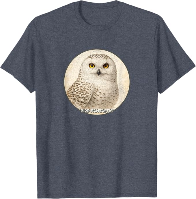 Retro Snowy Owl T-Shirt Design 10 Colors by Bird Fantastic | Birding Graphic Tee