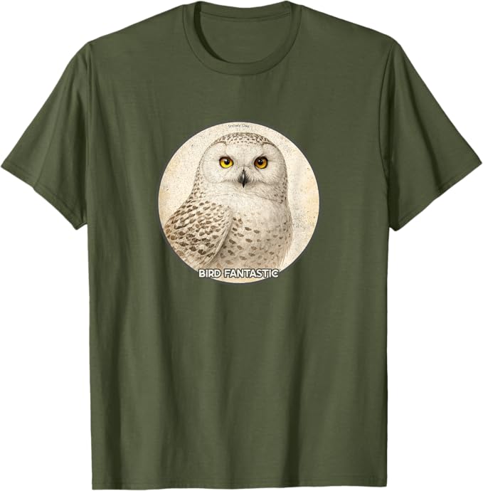 Retro Snowy Owl T-Shirt Design 10 Colors by Bird Fantastic | Birding Graphic Tee