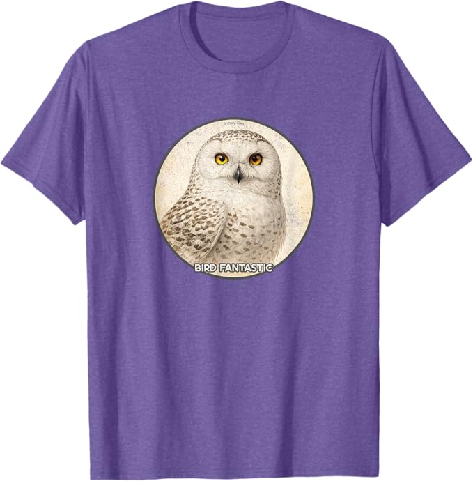 Retro Snowy Owl T-Shirt Design 10 Colors by Bird Fantastic | Birding Graphic Tee