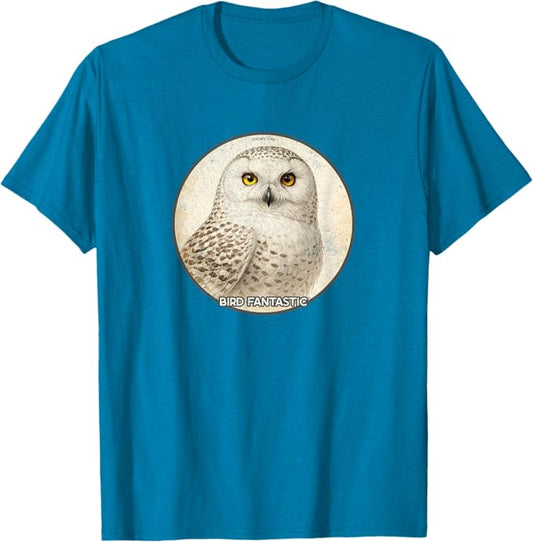 Retro Snowy Owl T-Shirt Design 10 Colors by Bird Fantastic | Birding Graphic Tee