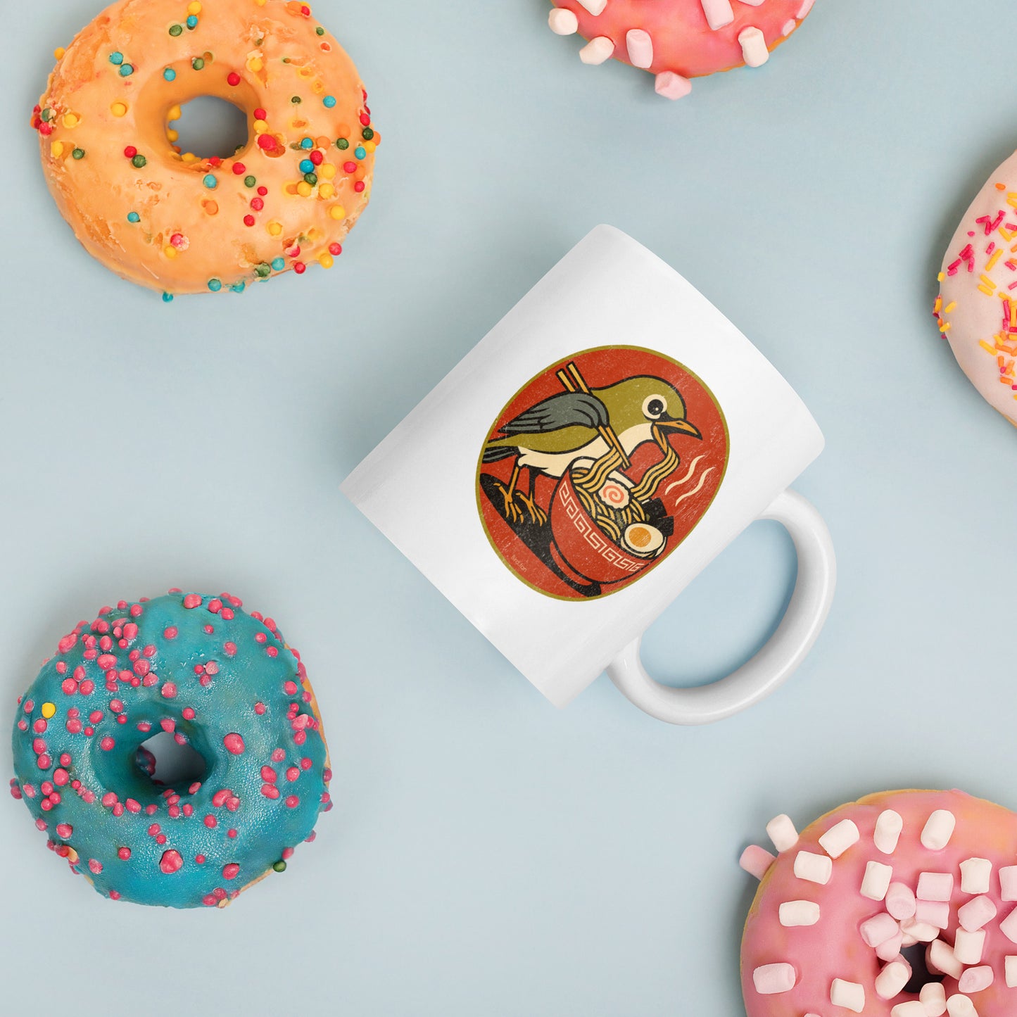 Retro Ramen Bird Funny Coffee Mug 11oz by Bird.fan