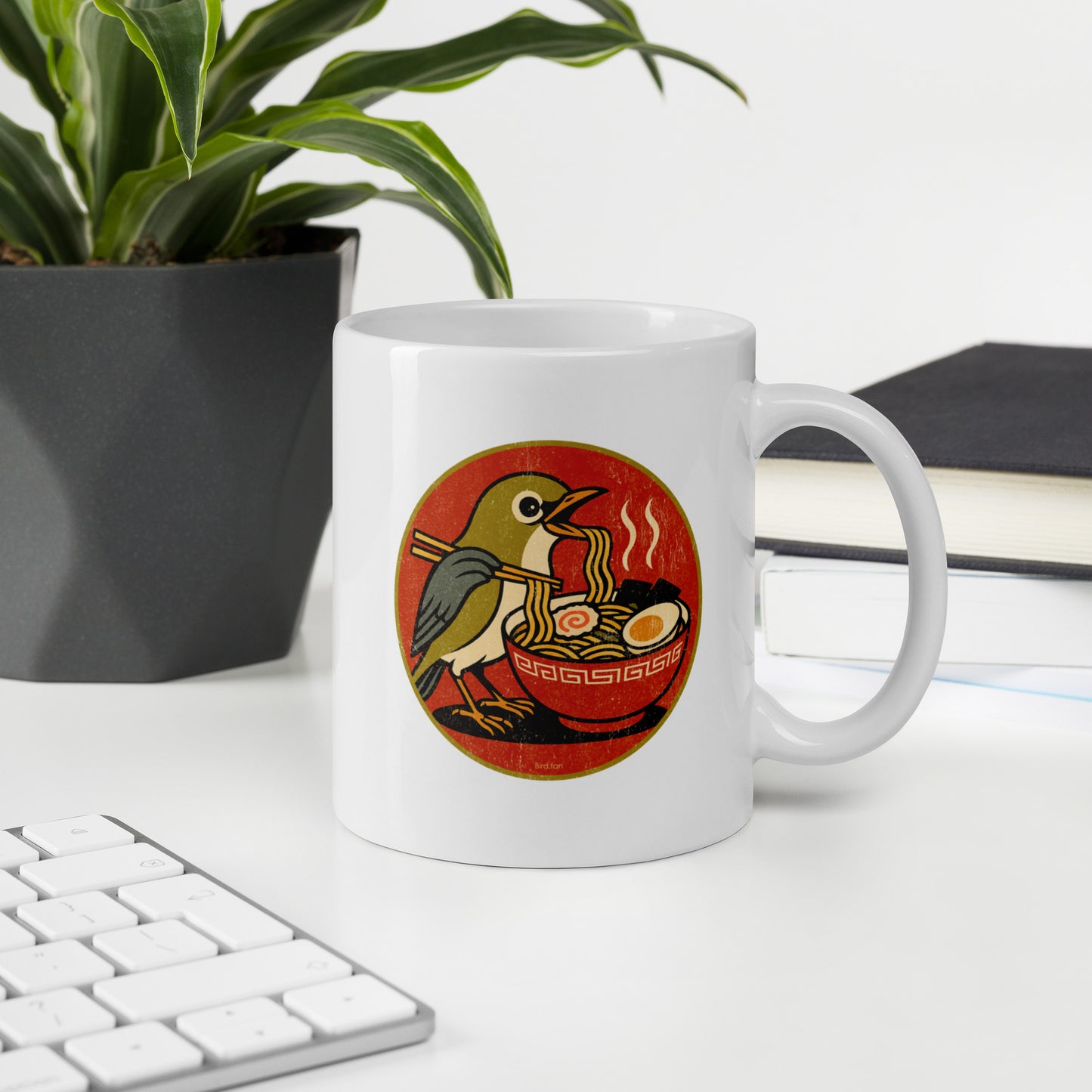 Retro Ramen Bird Funny Coffee Mug 11oz by Bird.fan