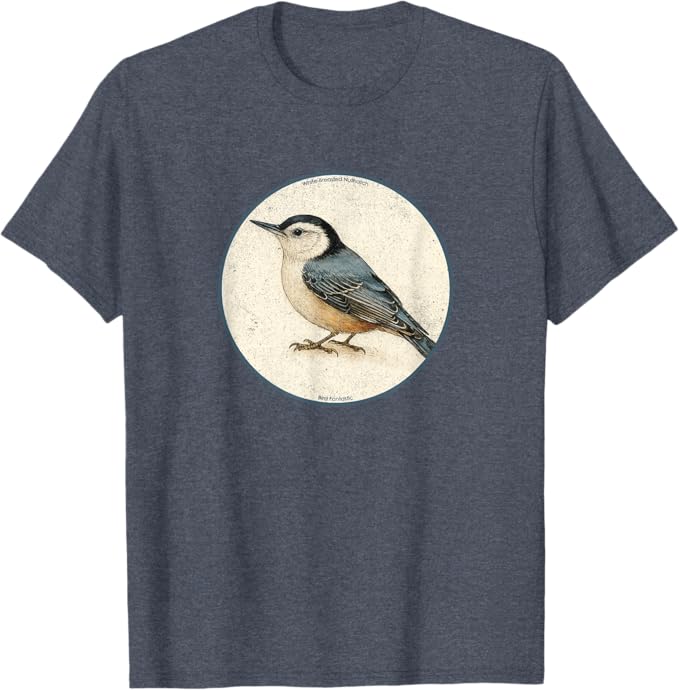 Retro White-Breasted Nuthatch T-Shirt Design 10 Colors by Bird Fantastic | Birding Graphic Tee